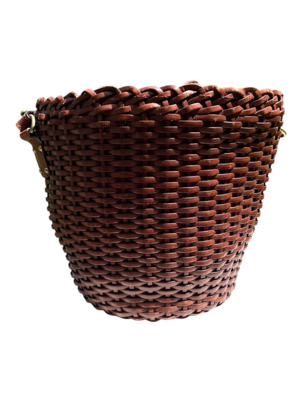 Menotti Firenze Vera Pella Woven Boho Leather Bucket Crossbody Shoulder Bag - Picture 2 of 10